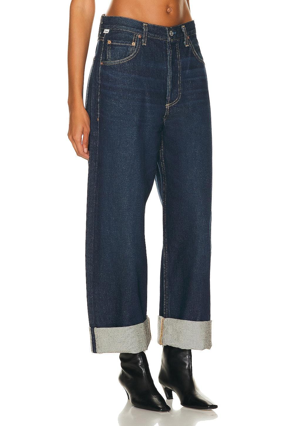 Citizens of Humanity Ayla Baggy Cuffed Crop in Bravo - Denim-Dark. Size 28 (also in 24, 25, 26, 27, 29, 30, 31, 32, 33). Product Image