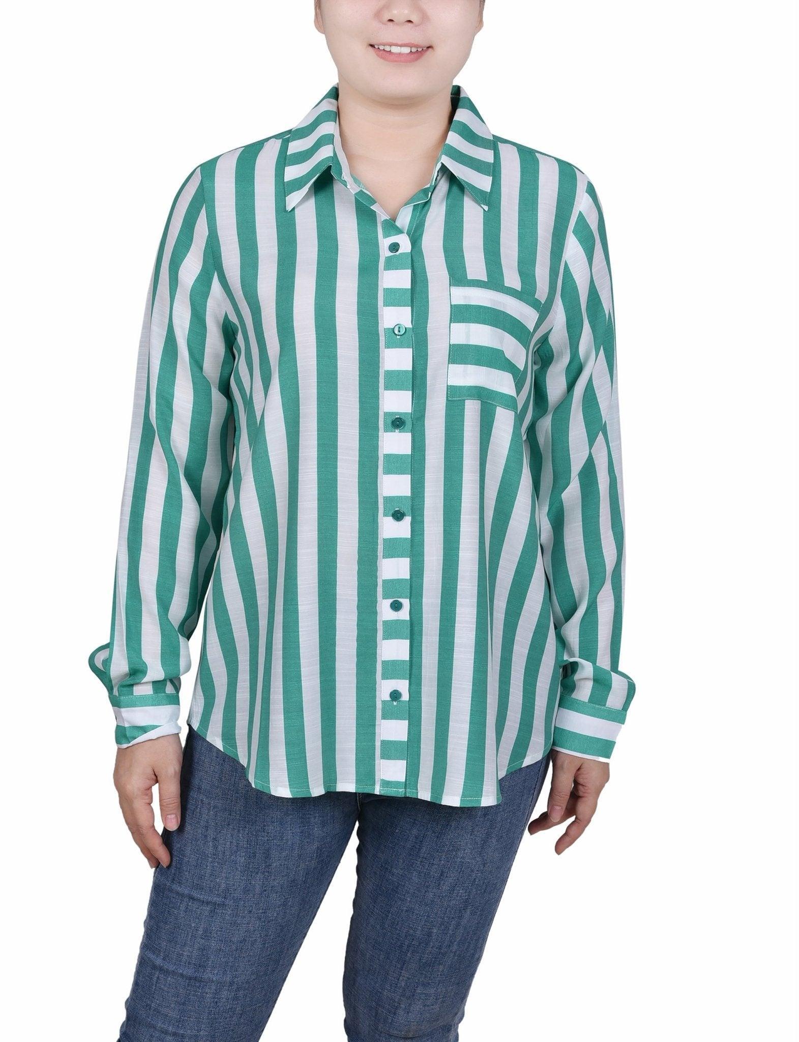 Long Sleeve Striped Blouse - Petite Product Image