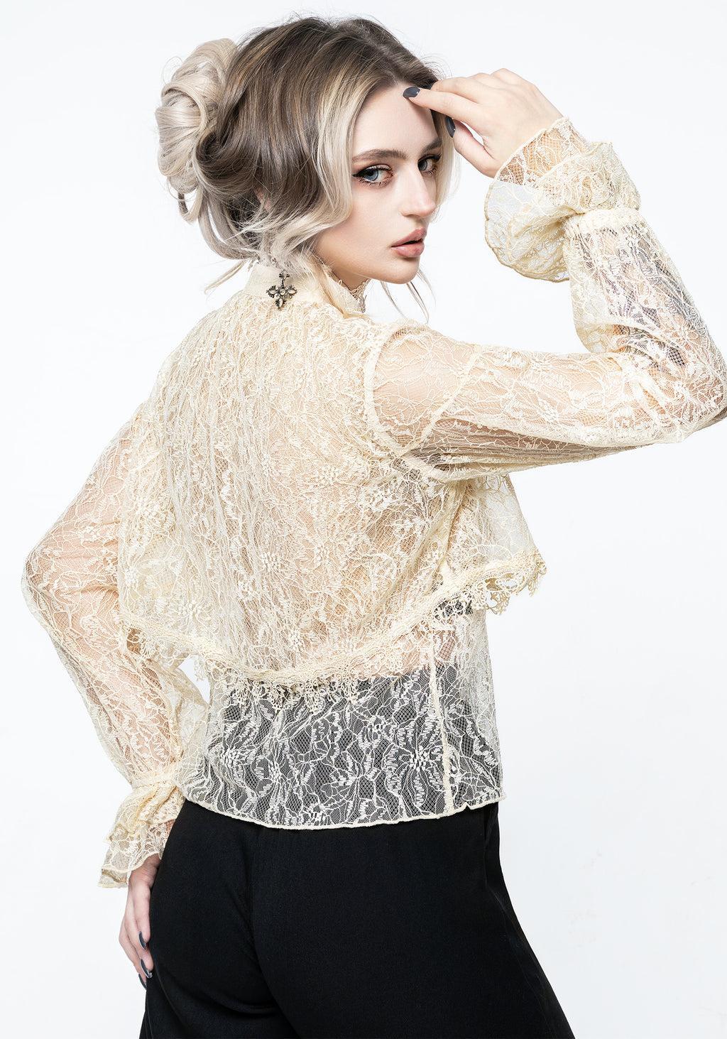 Wither Floral Lace Blouse Top Product Image