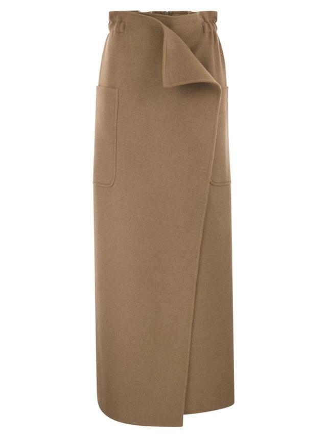 Carbon - Camel Long Skirt In Beige Product Image