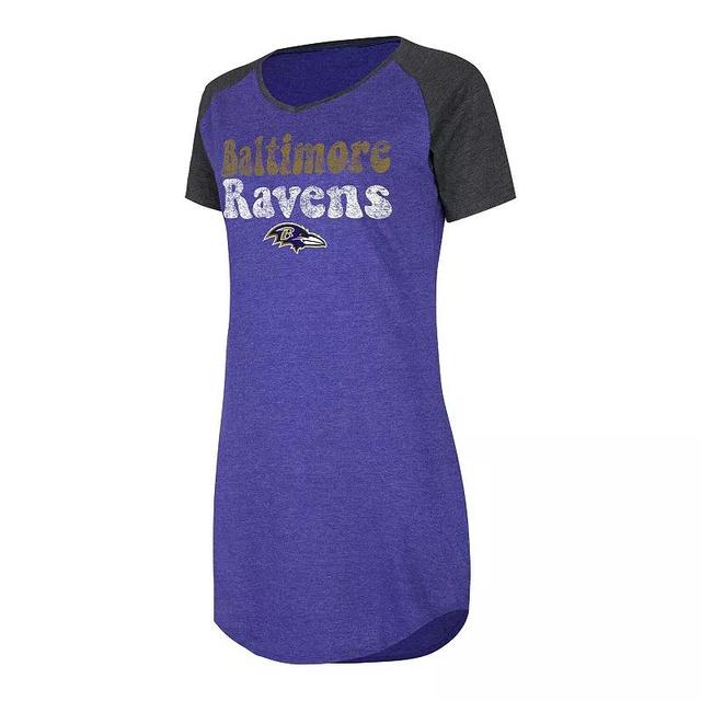 Womens Concepts Sport /Black Baltimore Ravens Raglan V-Neck Nightshirt Product Image