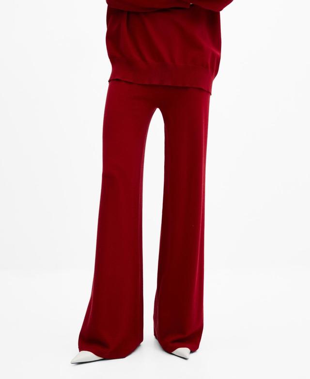 Mango Womens Knitted Wide Leg Pants Product Image