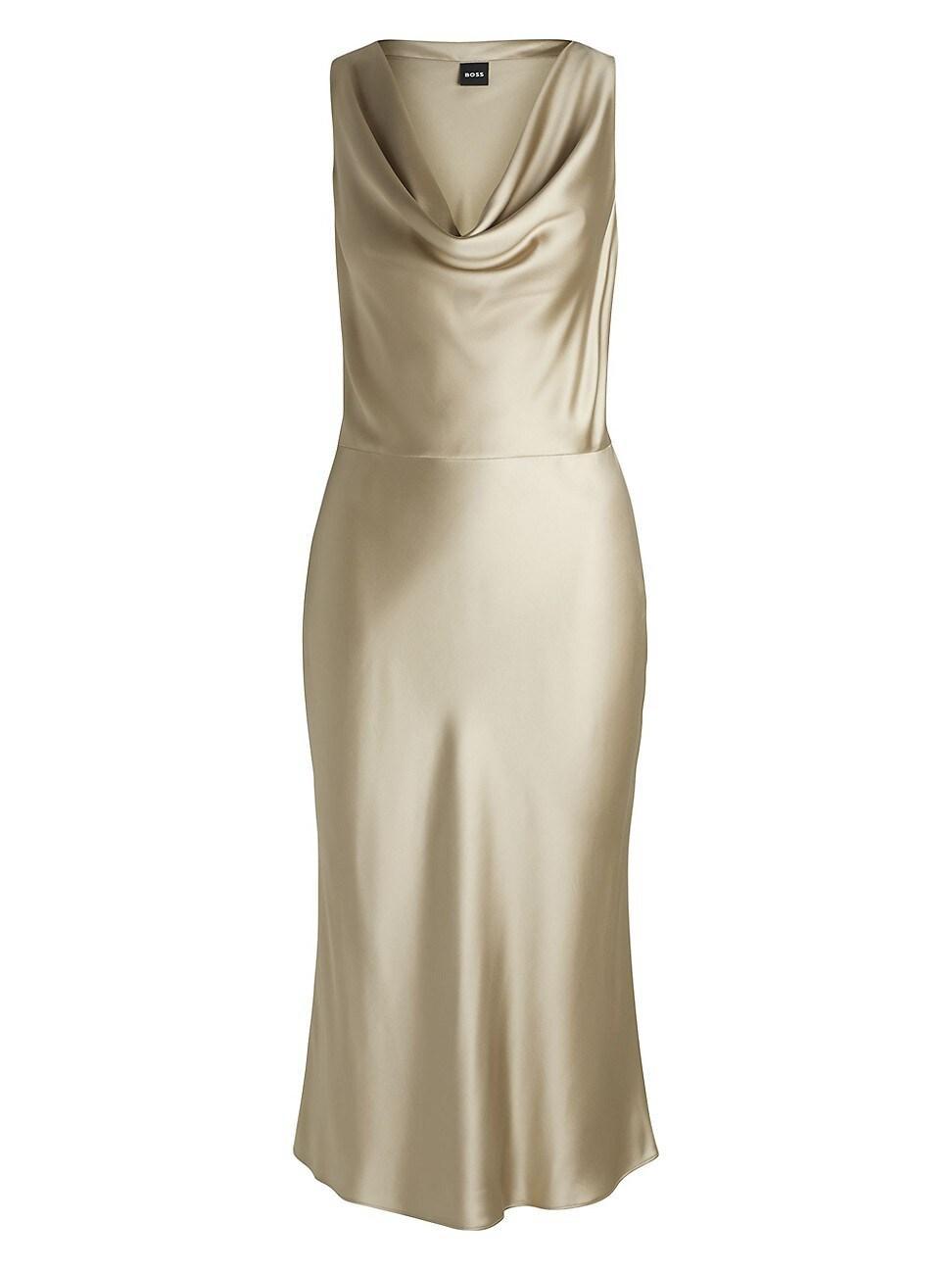 Womens Cowl-Neck Dress in Fluent Satin Product Image