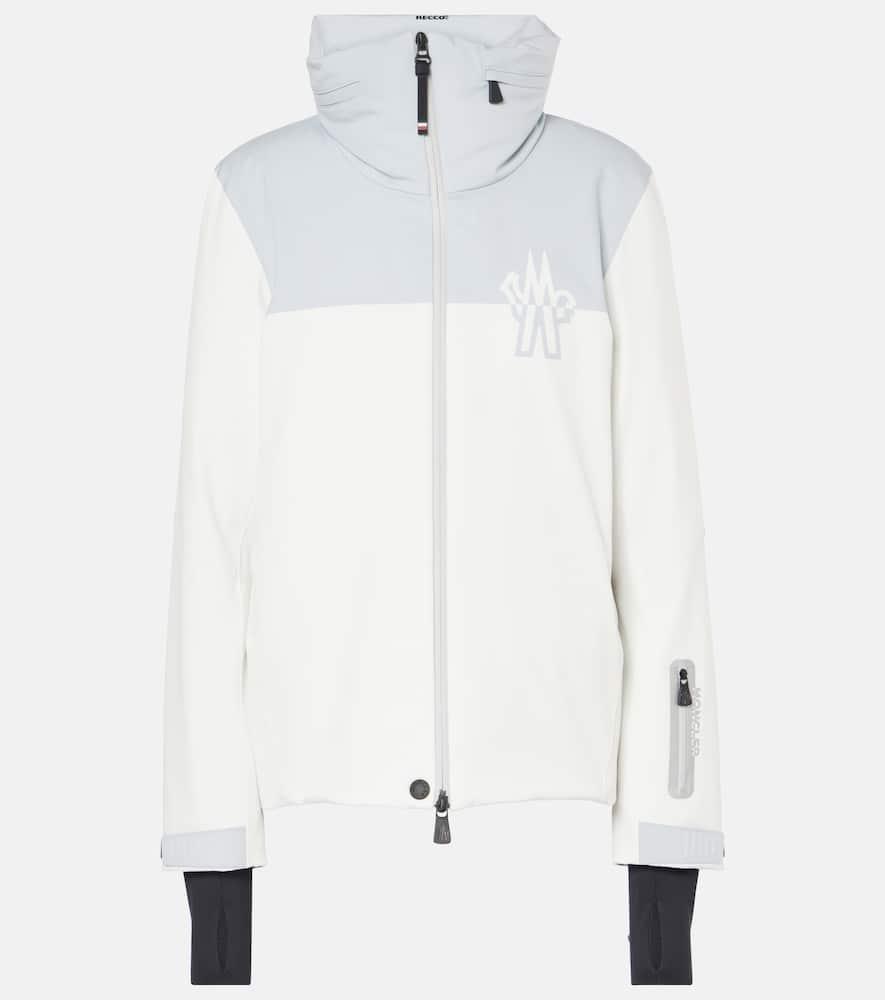 MONCLER Two-tone Stretch Polyester Bouvreuil Down Jacket In White Light Blue Product Image