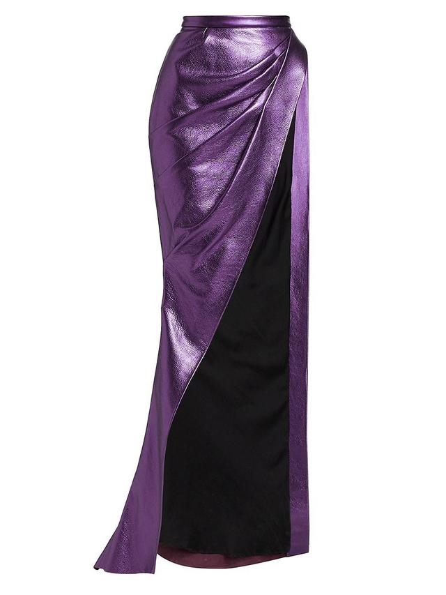 Womens Metallic Leather Maxi Skirt Product Image