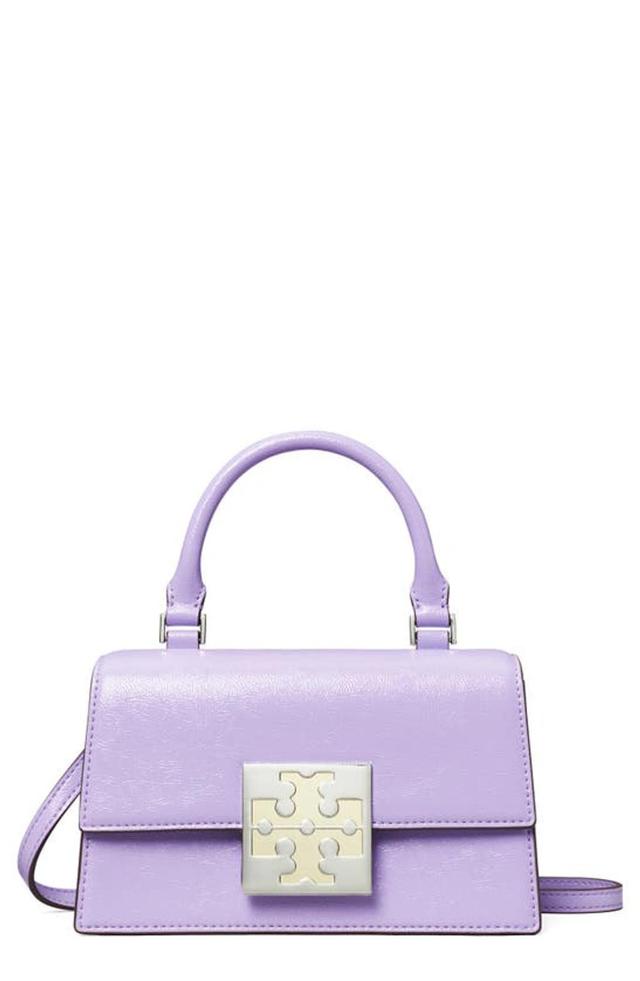 Bon Bon Textured Patent Mini Top-handle Bag In Pale Lavender Product Image