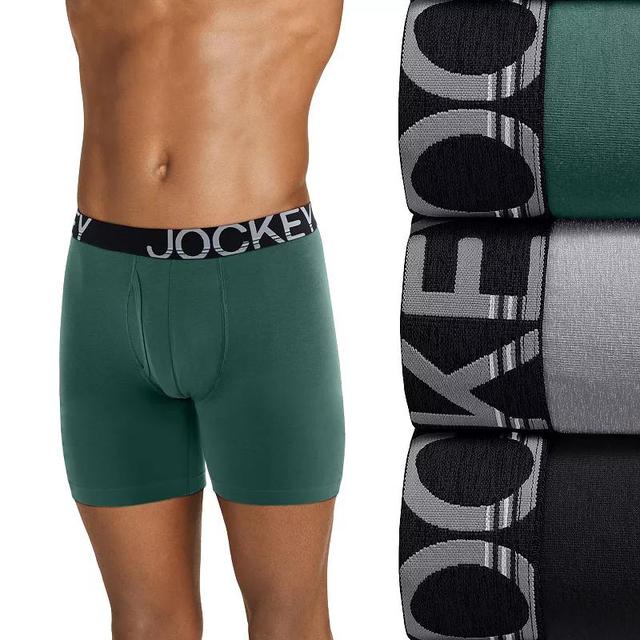 Mens Jockey 3-pack ActiveStretch Long Leg Briefs Green Geo Product Image