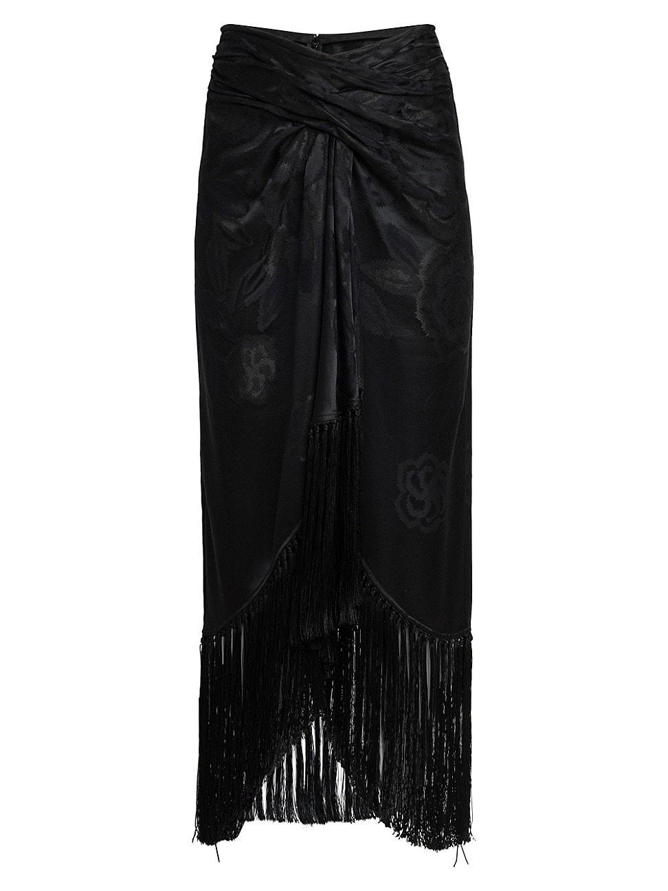 Womens Floral Jacquard Twist Fringe Skirt Product Image