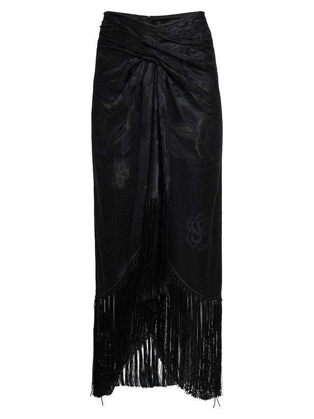 Womens Floral Jacquard Twist Fringe Skirt Product Image