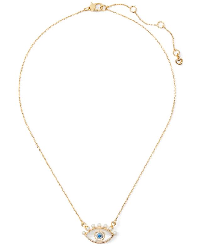 Kate Spade New York Gold-Tone Mixed Stone Evil Eye Pendant Necklace, 16 + 3 extender Product Image