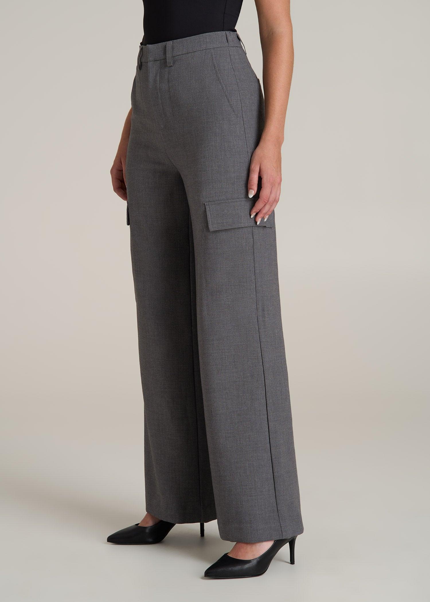 Cargo Wide Leg Dress Pant Women's in Graphic Charcoal Product Image