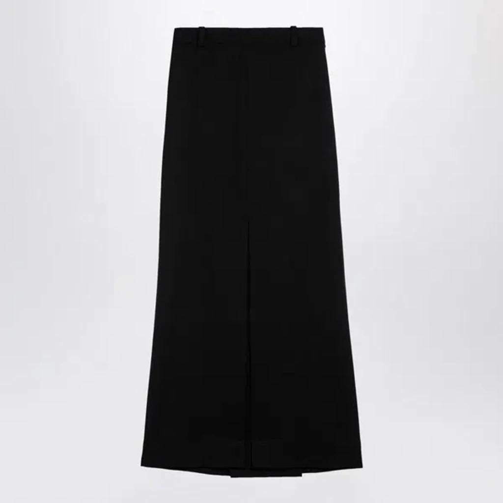 Black Wool-blend Long Skirt Product Image