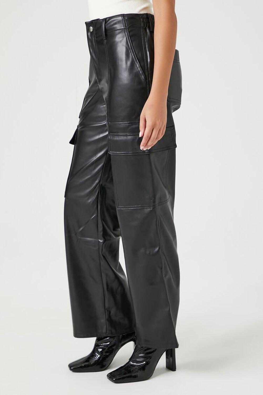 Faux Leather Straight Cargo Pants | Forever 21 Product Image