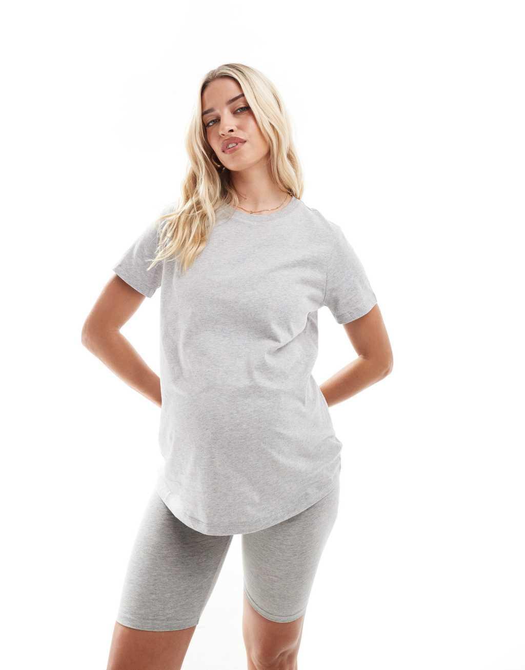 ASOS DESIGN Maternity ultimate T-shirt with crew neck in cotton blend 3 pack - MULTI Product Image