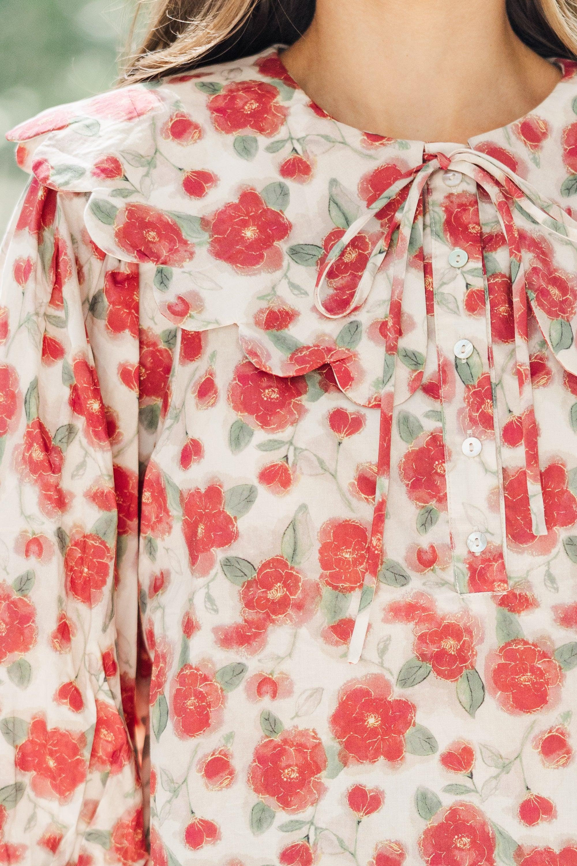 The First Step Berry Red Floral Blouse Female Product Image