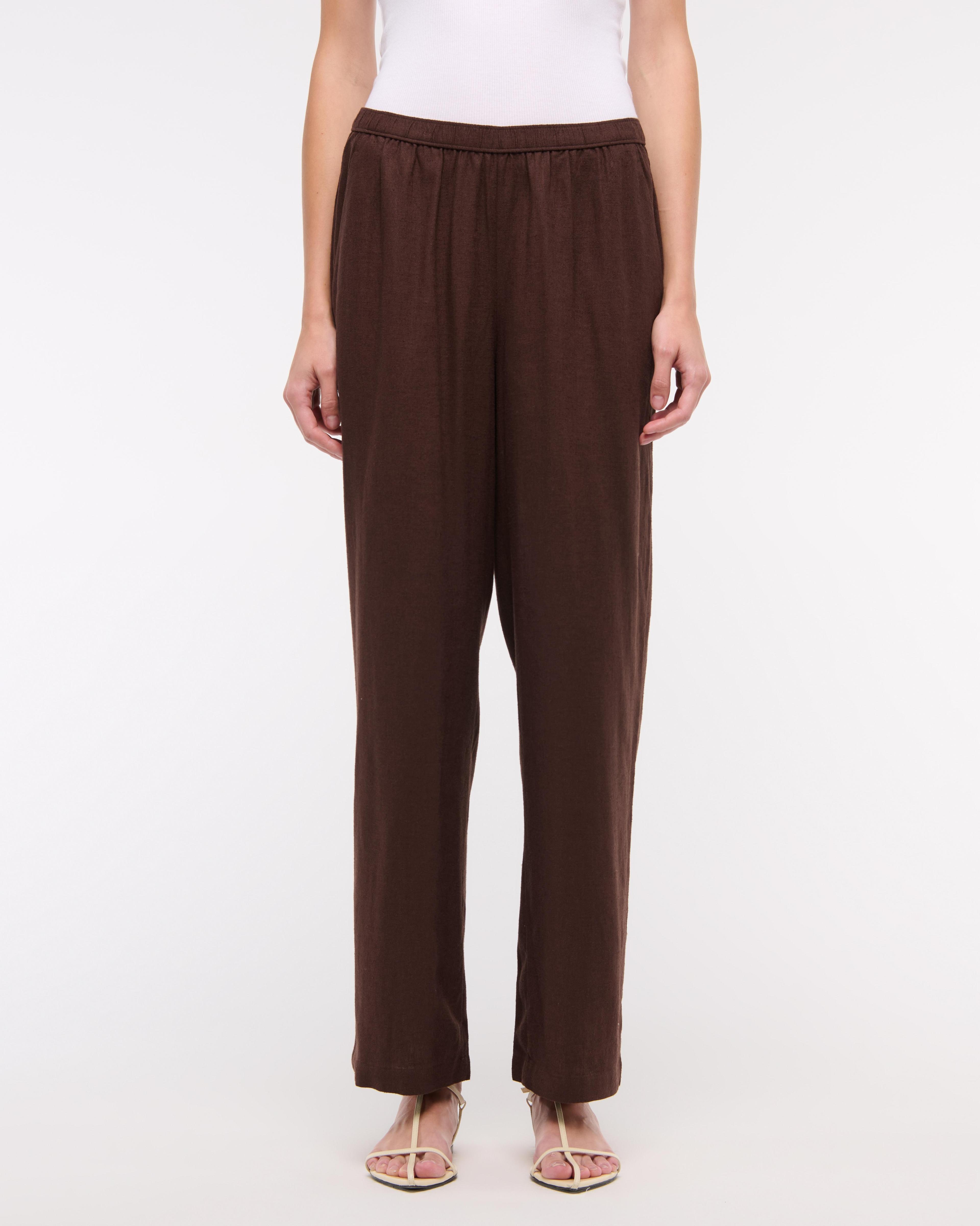 Straight Linen-Blend Pull-On Pant Product Image