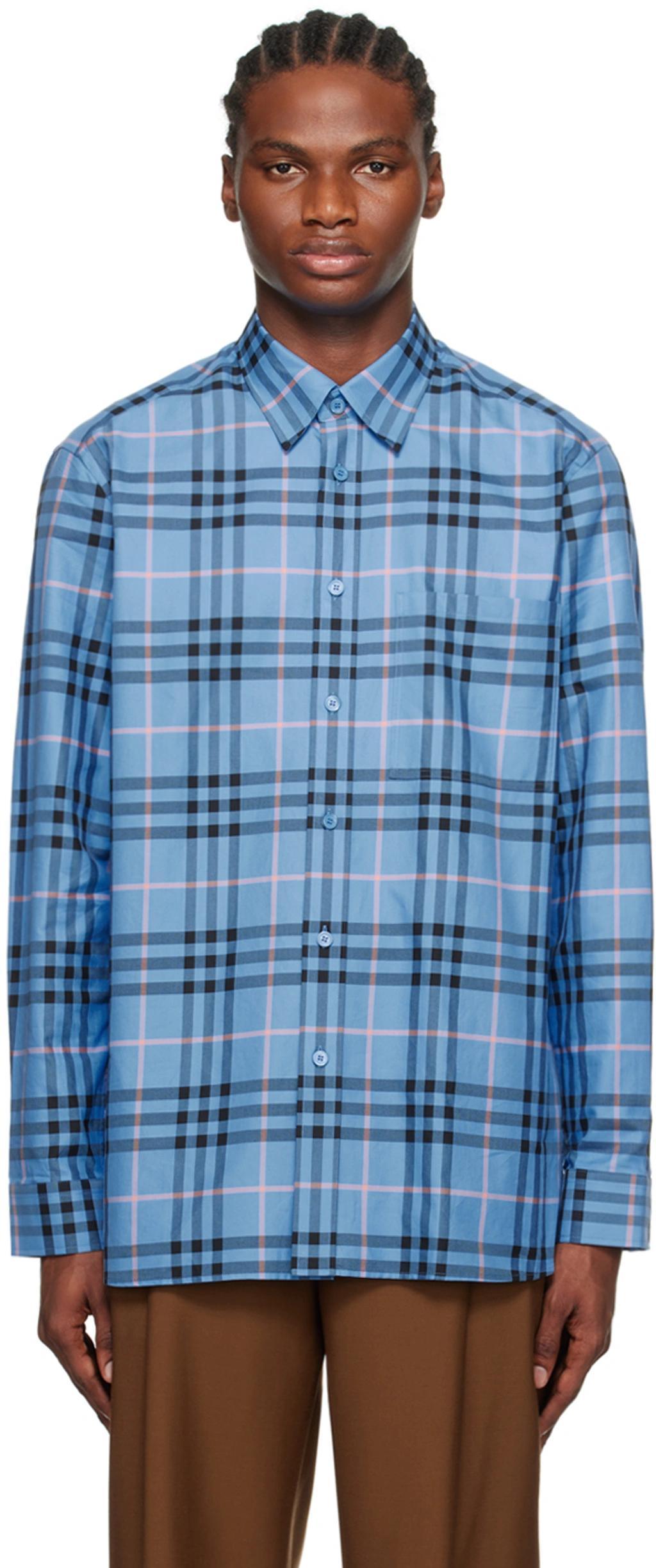 Check Cotton Shirt In Blue Product Image