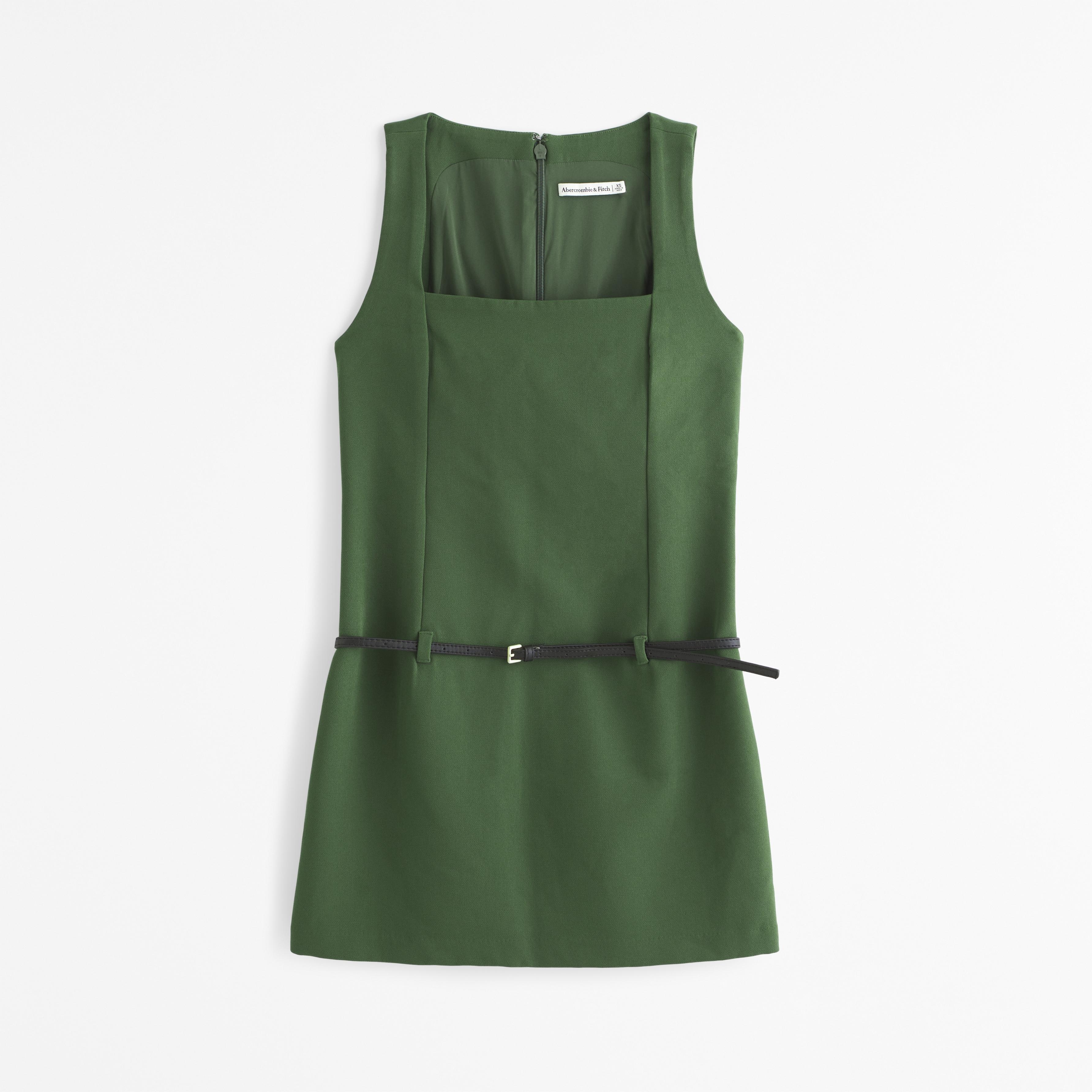 Squareneck Belted Mini Dress Product Image