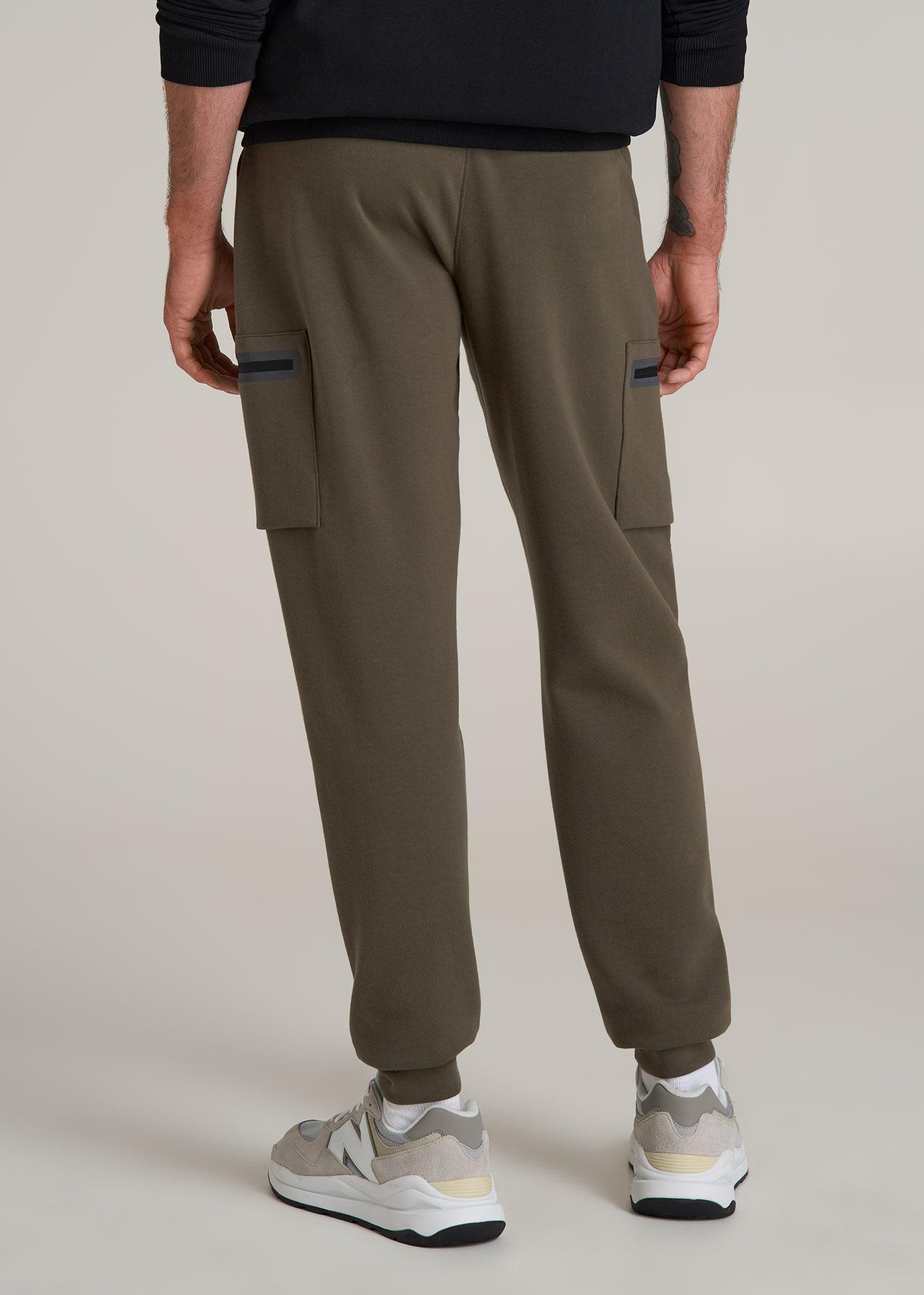 Utility Fleece Cargo Joggers for Tall Men in Camo Green Male Product Image