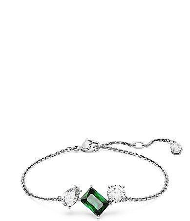 Swarovski Mesmera Clear & Green Mixed Cut Link Bracelet in Rhodium Plated Product Image