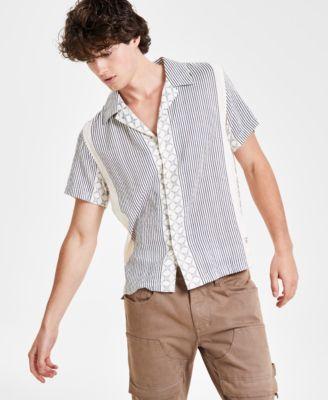 Guess Mens Meyer Geo Stripe Dobby Button-Down Camp Shirt Product Image