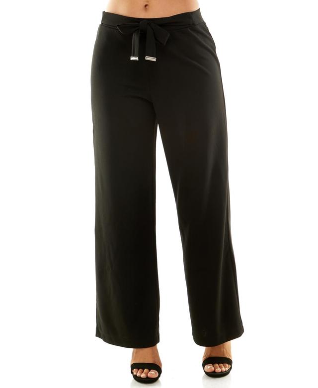 Adrienne Vittadini Womens Wide Leg Pants with Tie Waist Product Image