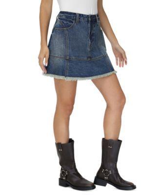 Frye Womens Denim Flounce-Hem Skirt Product Image