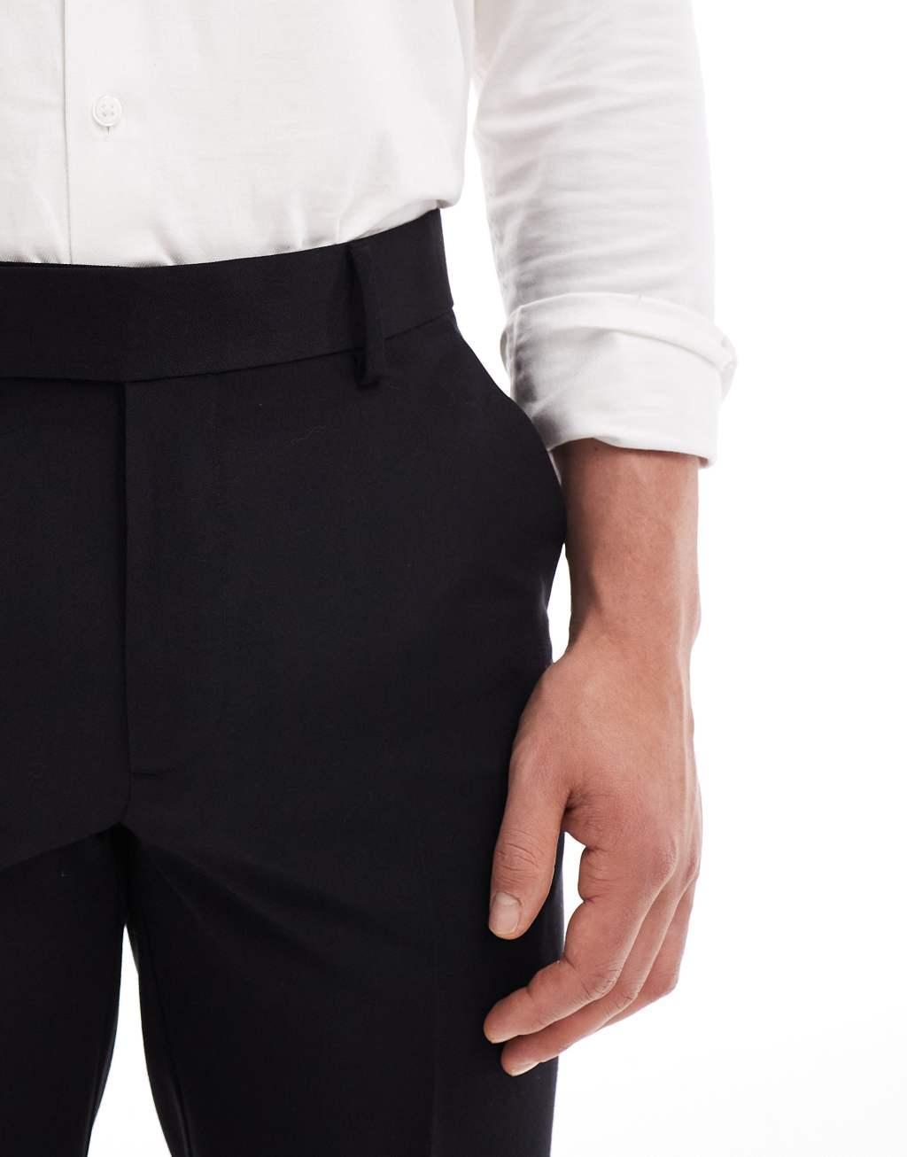 ASOS DESIGN smart slim fit pants in black Product Image