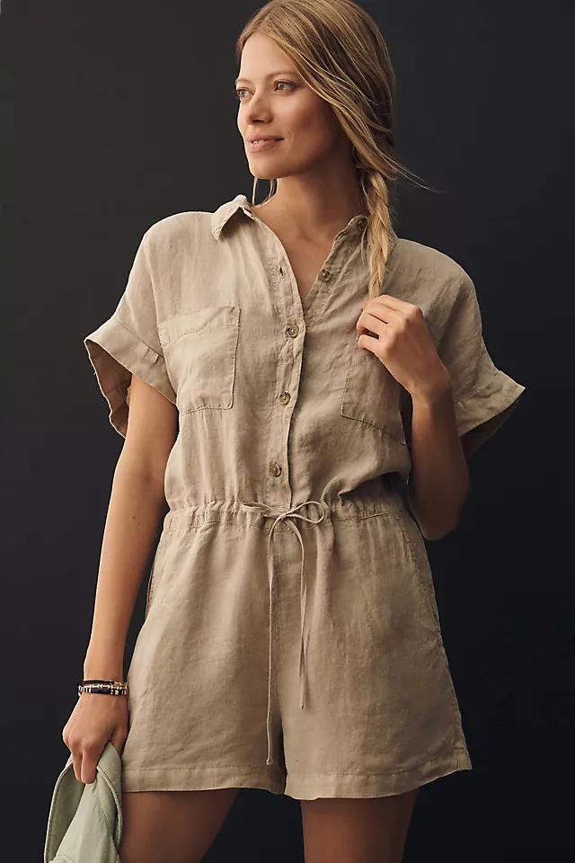 Velvet by Graham & Spencer Clare Short-Sleeve Linen Romper Product Image