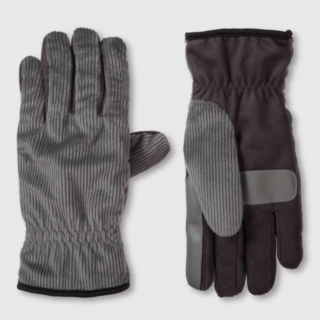 Isotoner Mens Handwear Corduroy Microsuede Palm Gloves - Gray L Product Image