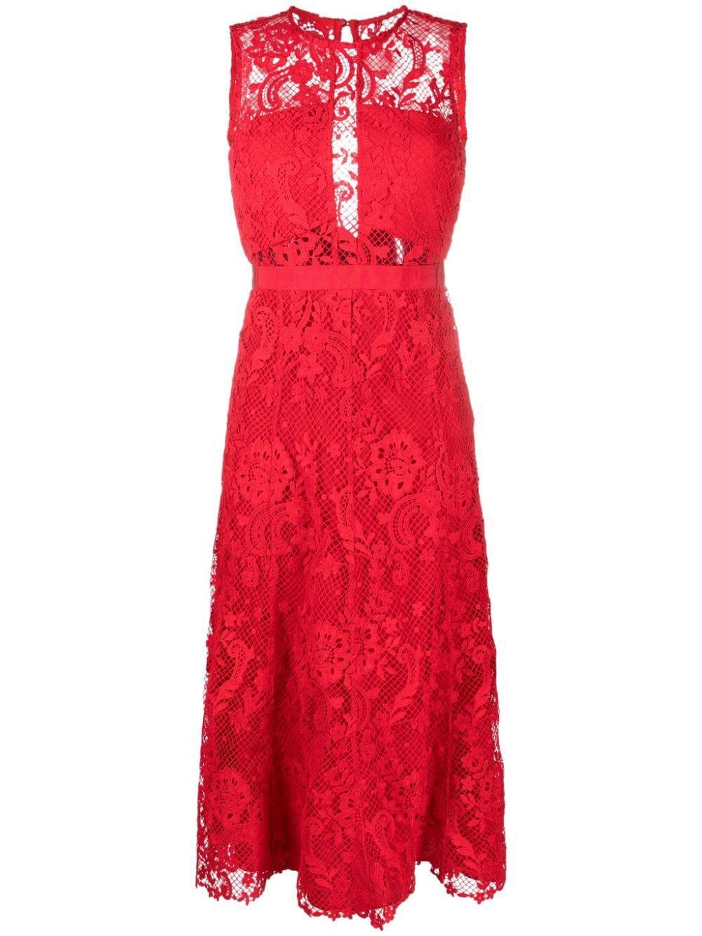 Chantilly Lace Sleeveless Dress In Red Product Image