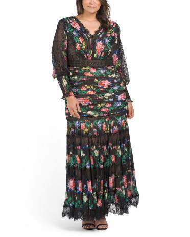 Plus Floral Tiered Dress for Women Product Image