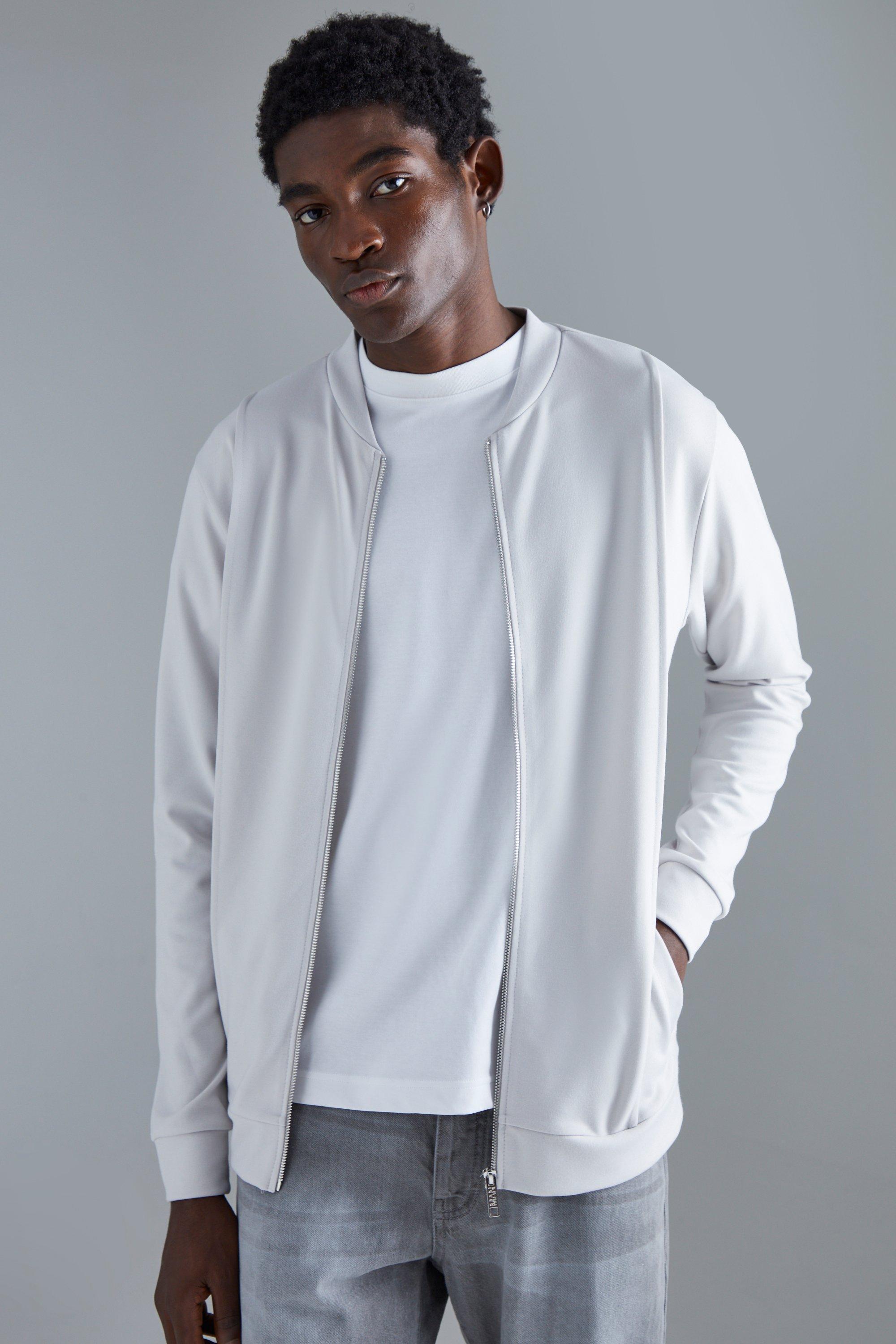 Slim Interlock Bomber Jacket | boohooMAN USA Product Image