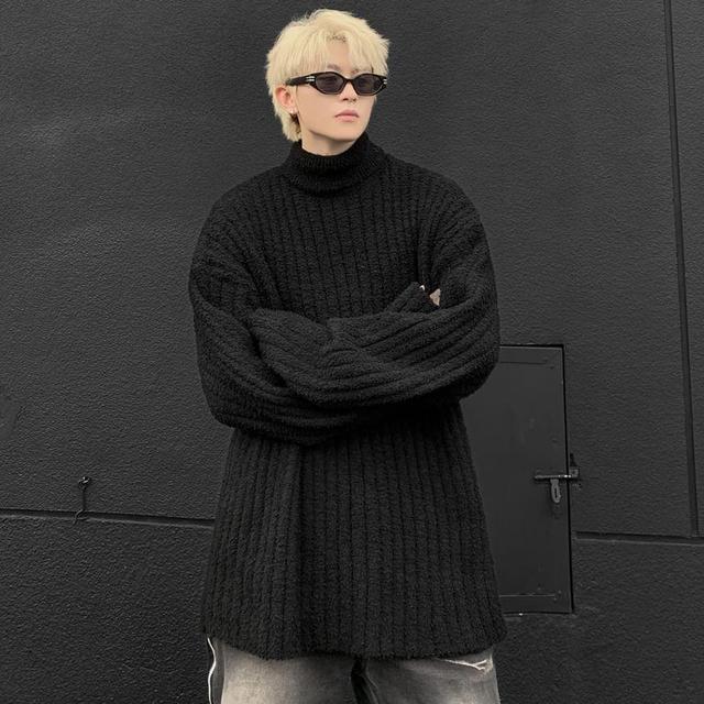 Turtleneck Plain Sweater Product Image