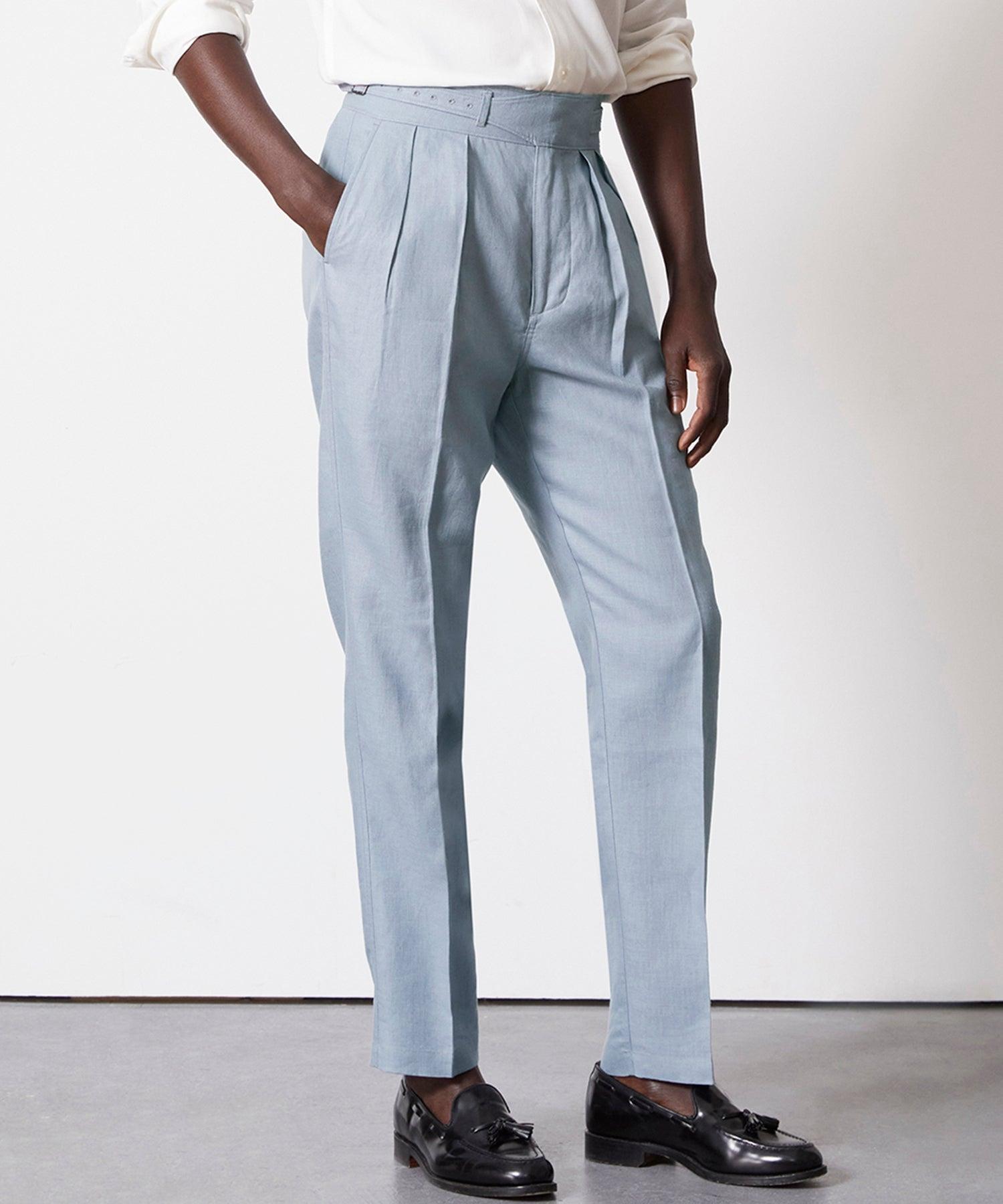 Irish Linen Gurkha Trouser in Steel Blue Product Image