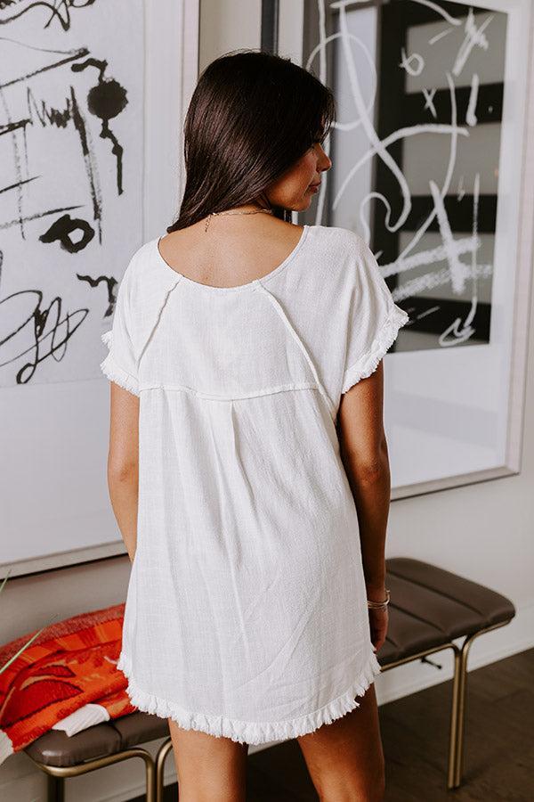 Open Book Frayed Shift Top In Ivory Product Image