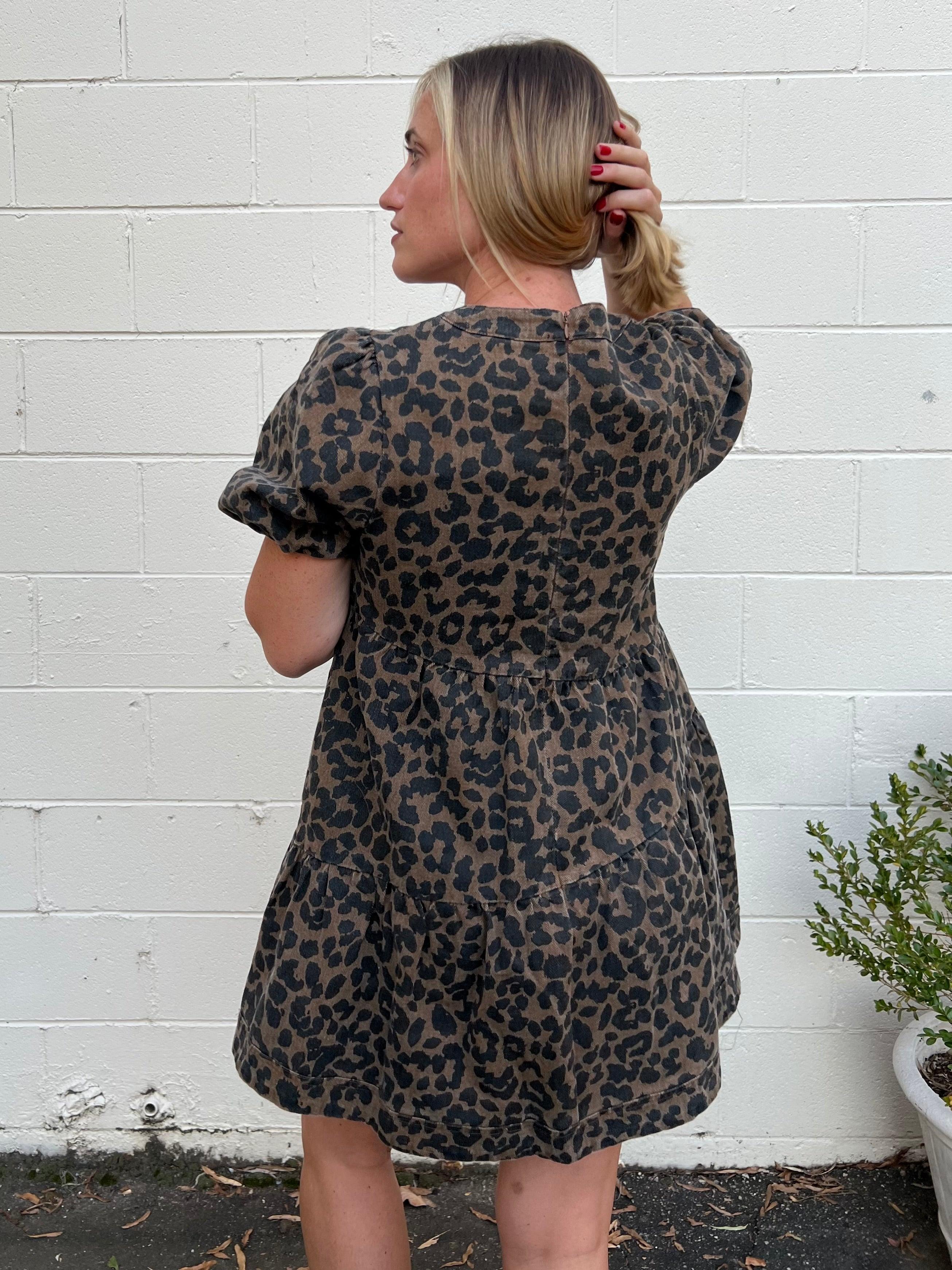 Take Control Short Sleeve Leopard Dress Product Image