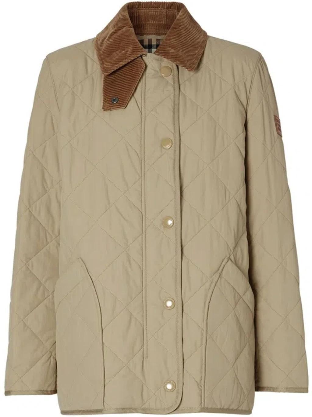 BURBERRY Beige Quilted Short Jacket Product Image