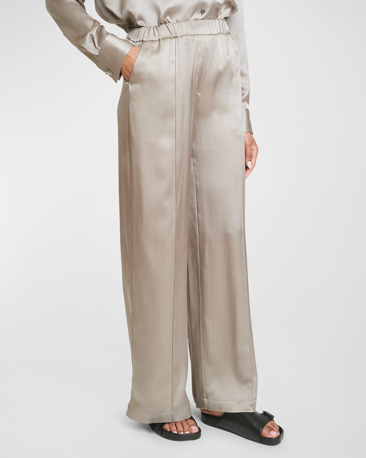 Womens Silk-Blend Pajama Trousers Product Image