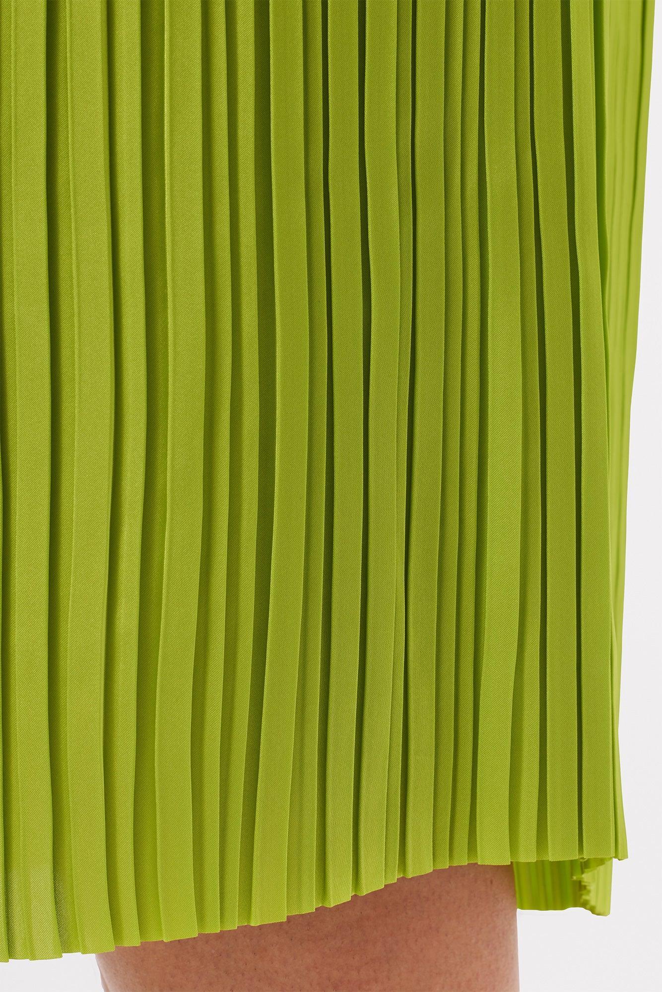 Blaze Pleated Recycled Sateen Skirt - Lime Green Product Image