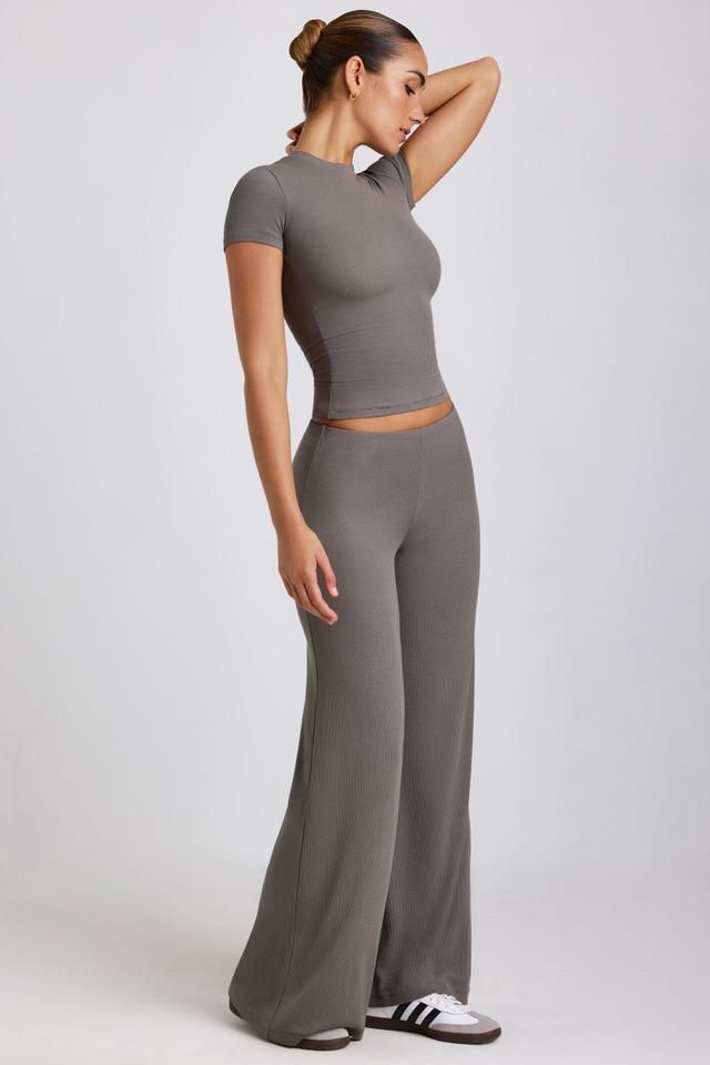 Tall Mid Rise Wide Leg Trouser in Grey Female Product Image