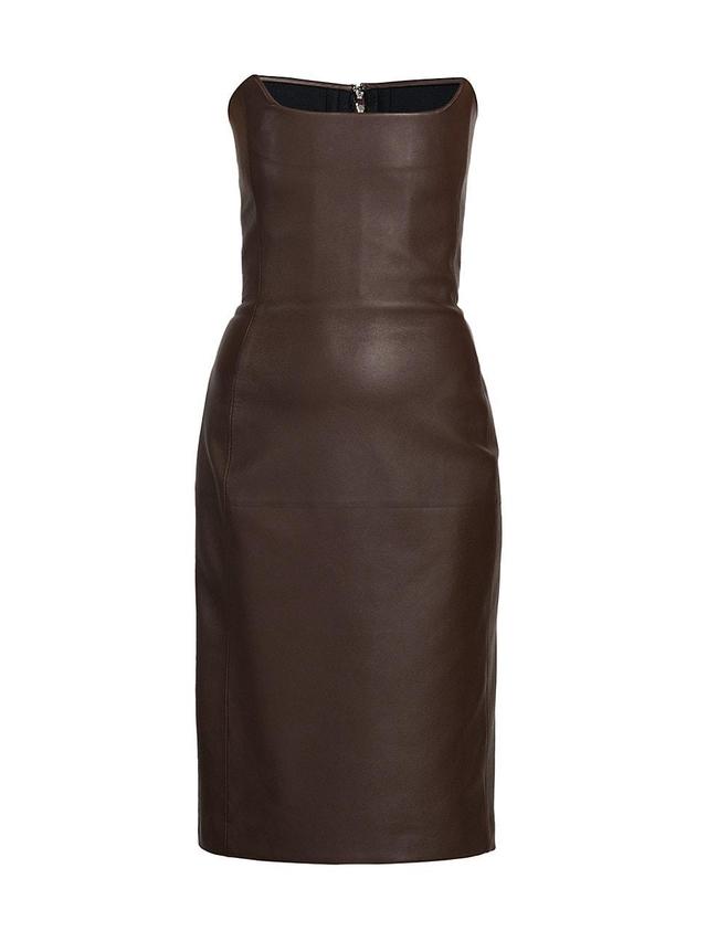 Womens Leather Strapless Bustier Midi-Dress Product Image