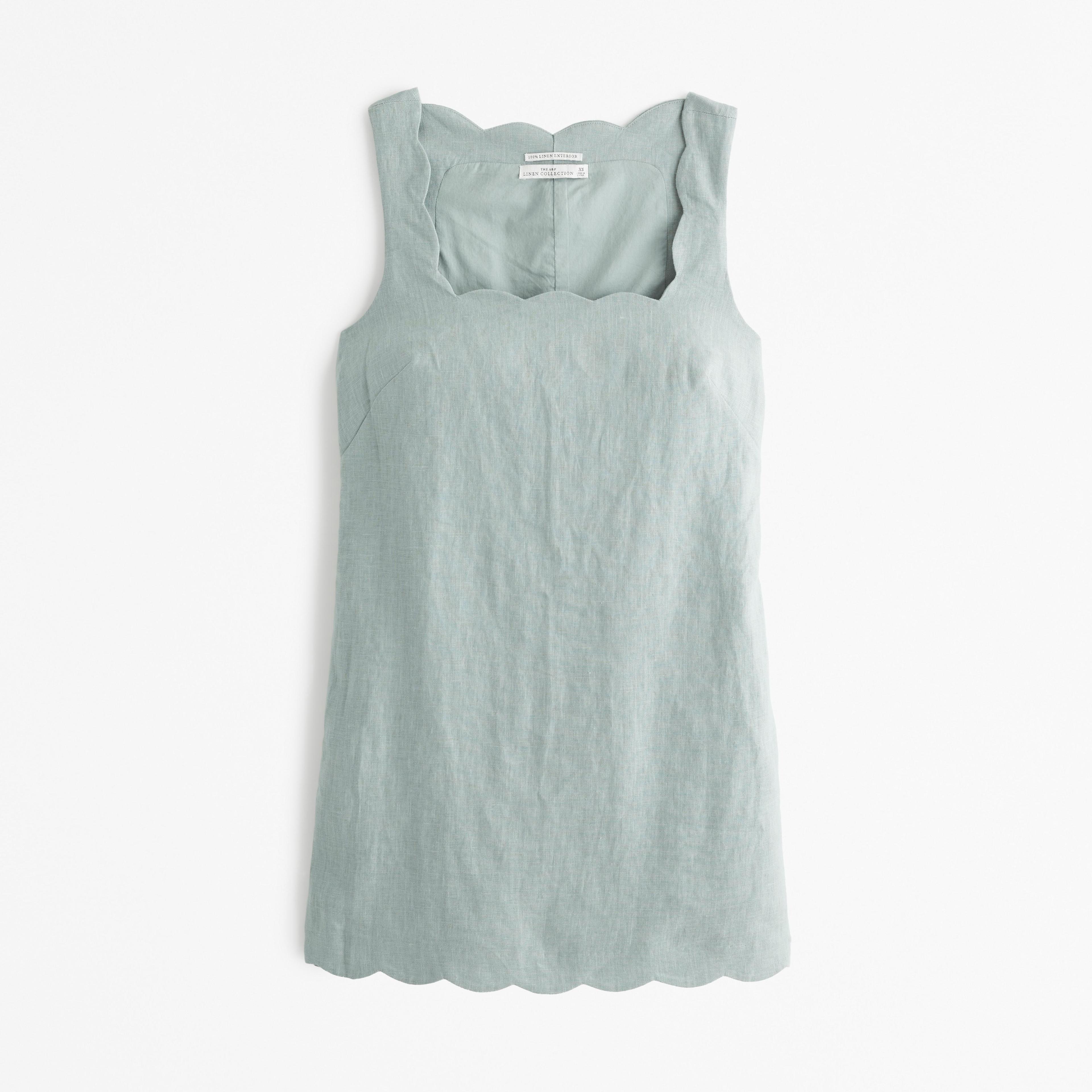 Premium Linen Scalloped Mini Dress Product Image