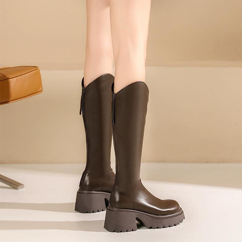 Platform Zip Knee High Boots Product Image