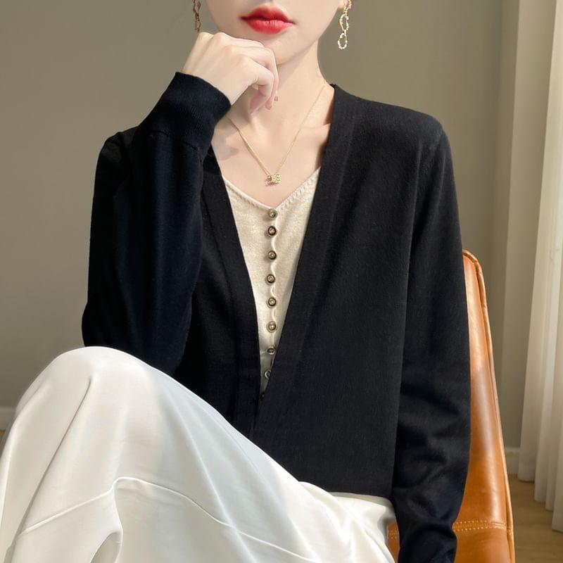 Plain Open Front Cardigan Product Image