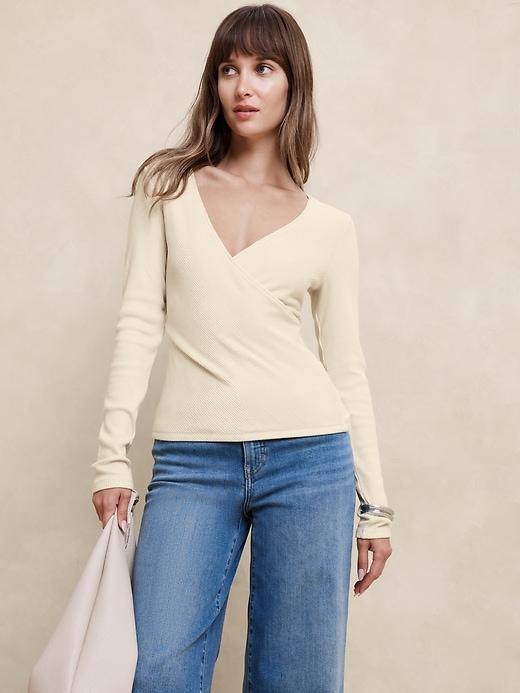 Cozy Ribbed Vee-Neck Top Product Image