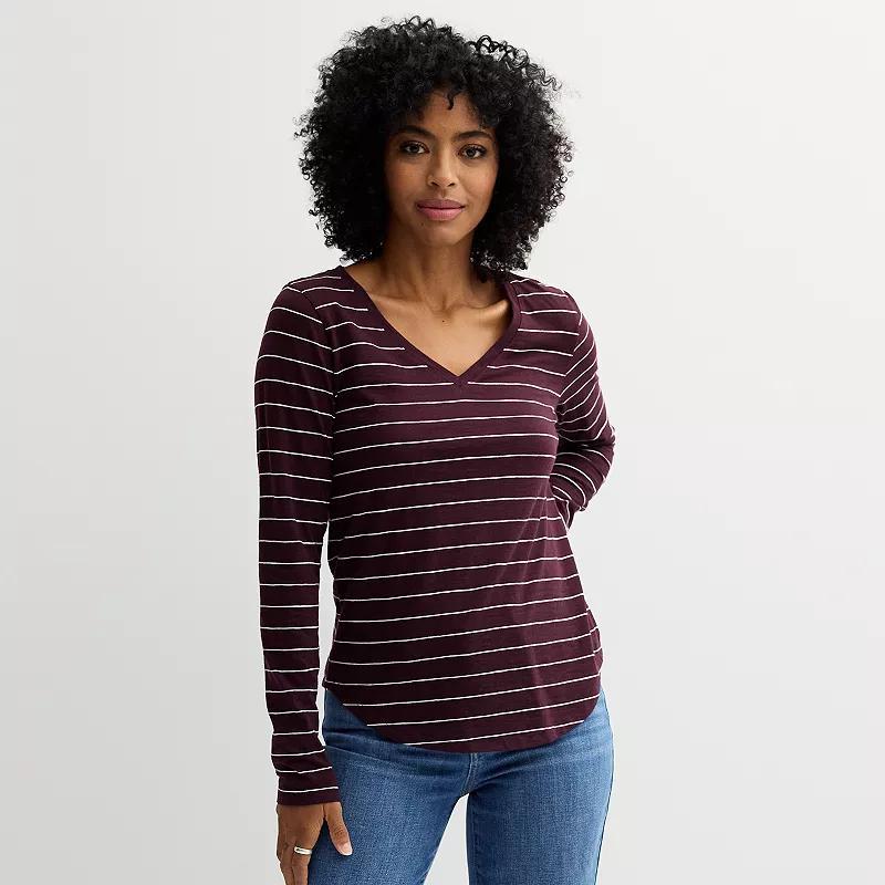 Womens Sonoma Goods For Life Everyday Long Sleeve V-Neck Tee Product Image