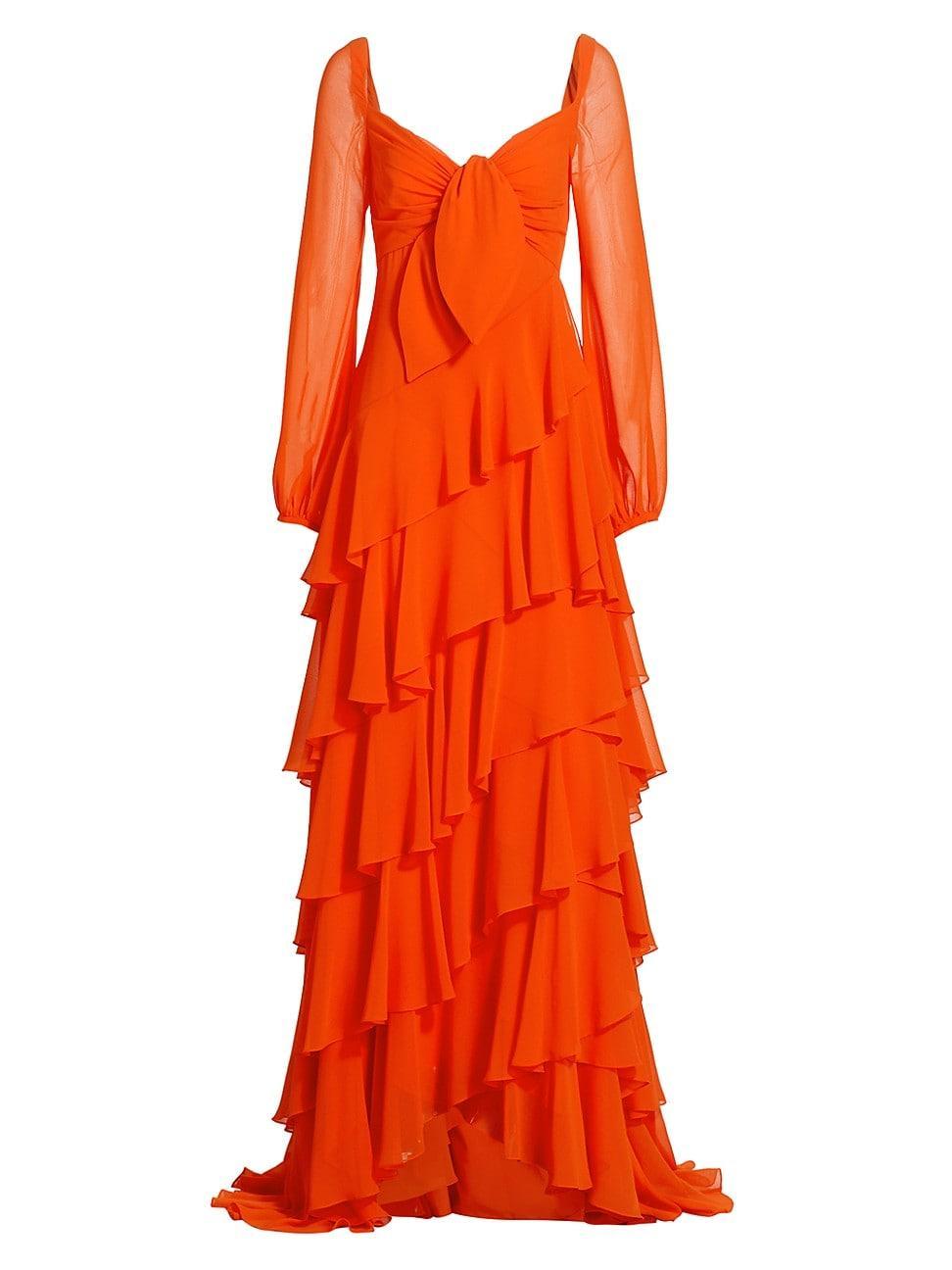 Womens Tiered Ruffle Gown Product Image