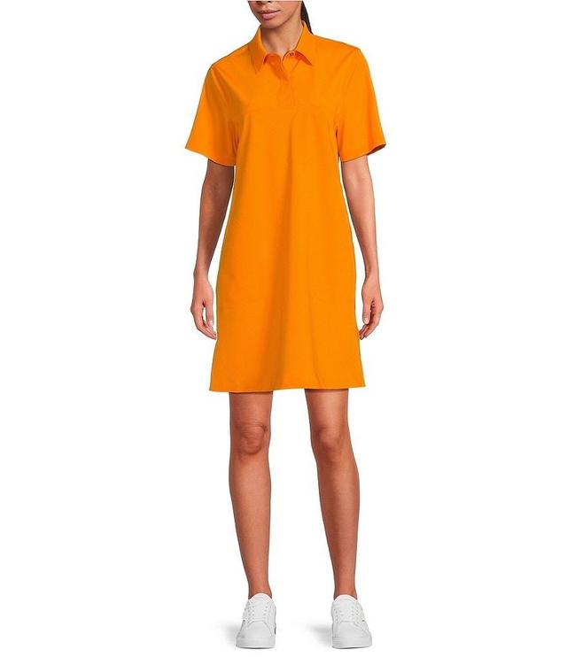 TILLEY Scuba Knit Point Collar Short Sleeve Polo Dress Product Image