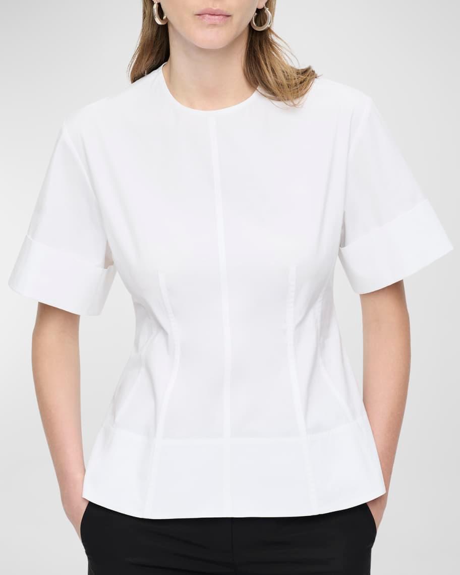 Clare Seamed Crewneck Cotton Blouse product image